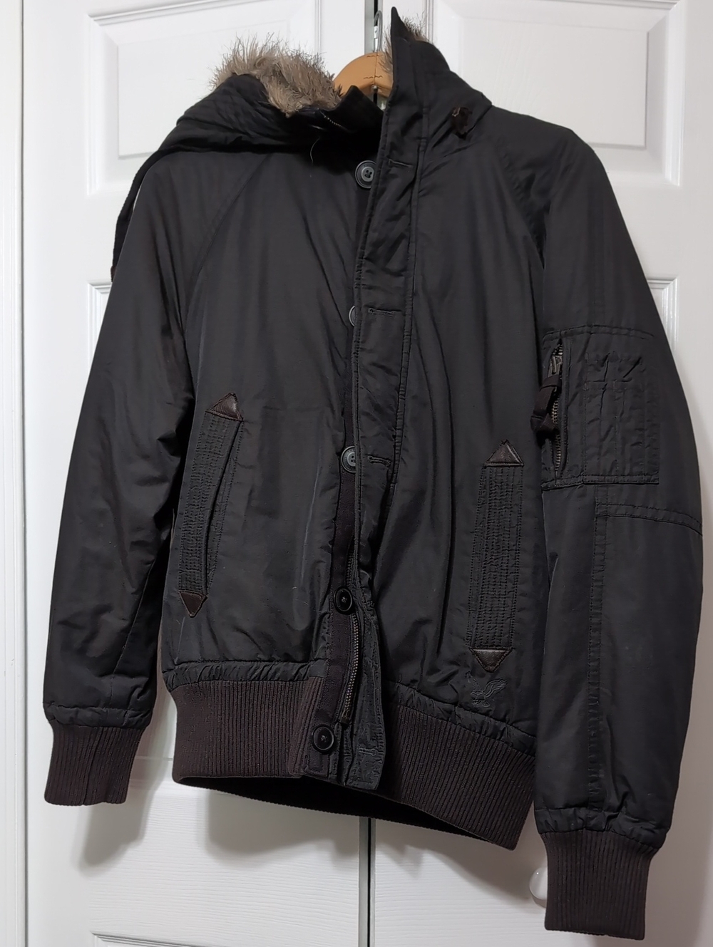 American Eagle Outfitters Hooded Jacket with Brown Faux Fur Lining